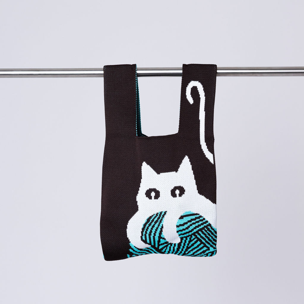 Bolsa Tejida Gato Negro