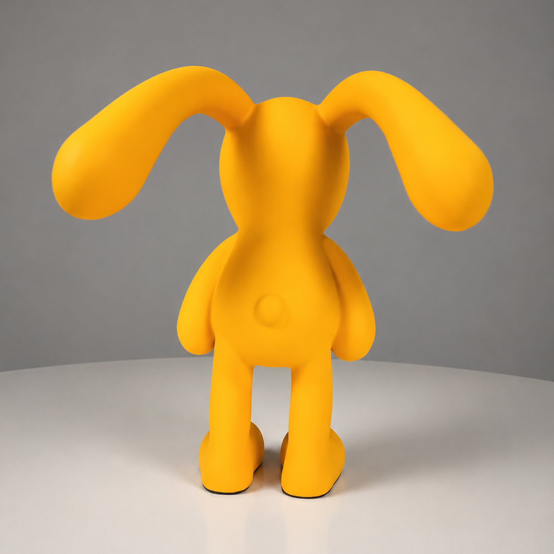 Figura decorativa de conejo en vista posterior