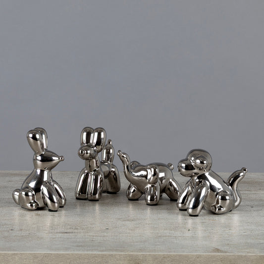 Cuarteto de animalitos globo decorativos en plata
