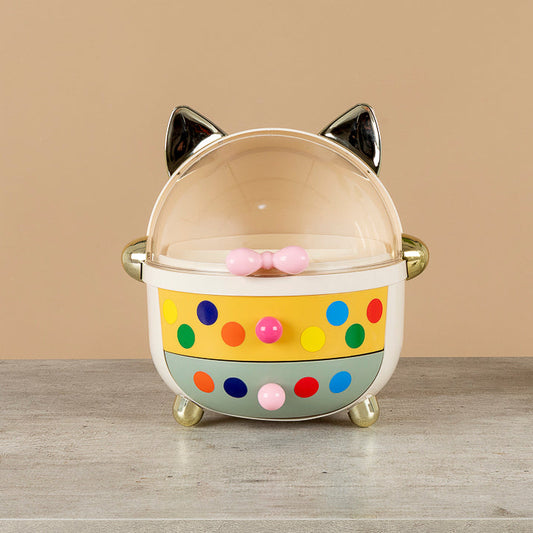 organizador con forma de gato retrofuturista