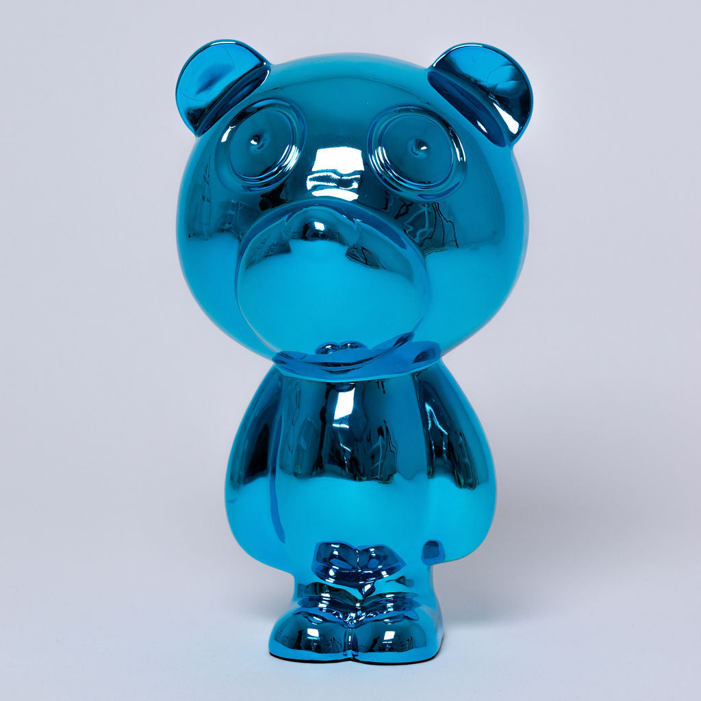 Oso decorativo metalizado azul