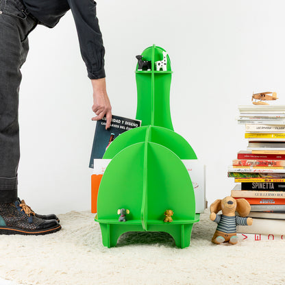 Guardar los libros es divertido con esta biblioteca con forma de dinosaurio