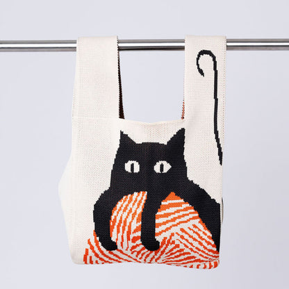 Bolsa Tejida Gato Crema