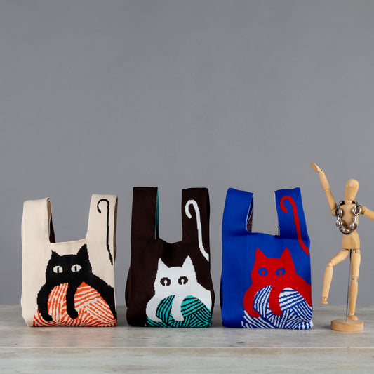 Bolsa tejida gato para uso diario