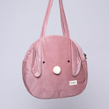 Bolso coneja rosa de tela acanalada con orejas largas