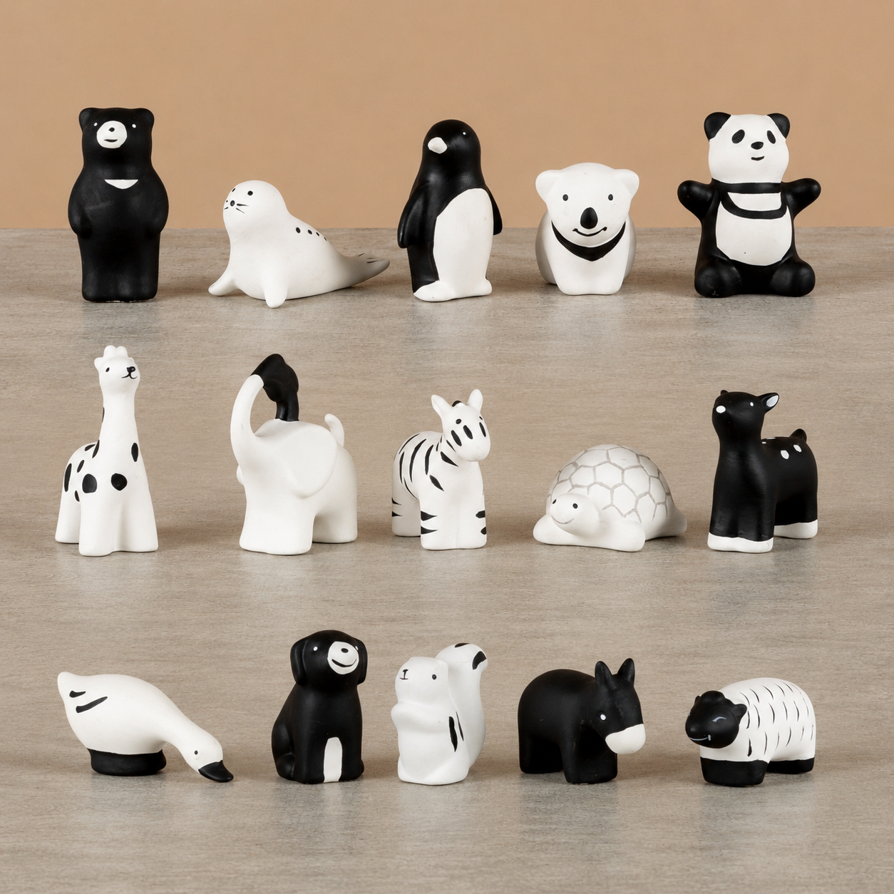 Mini Fauna Blanco y Negro - Figuritas decorativas