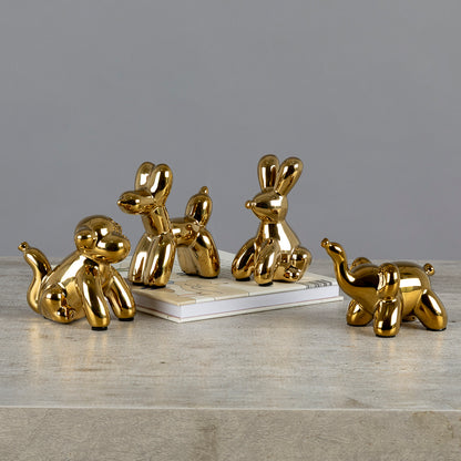Cuarteto de animalitos globo decorativos en dorado