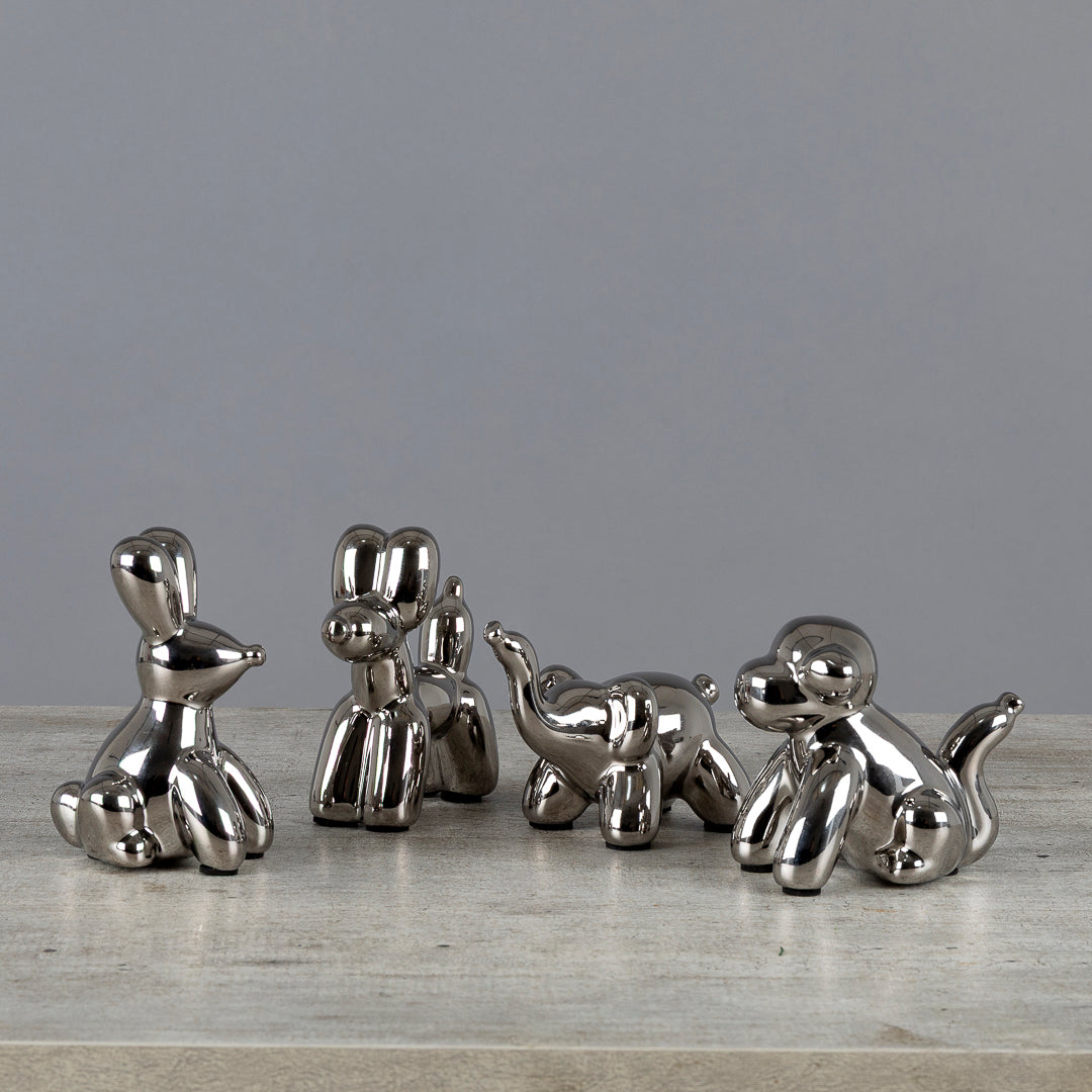 Cuarteto de animalitos globo decorativos en plata
