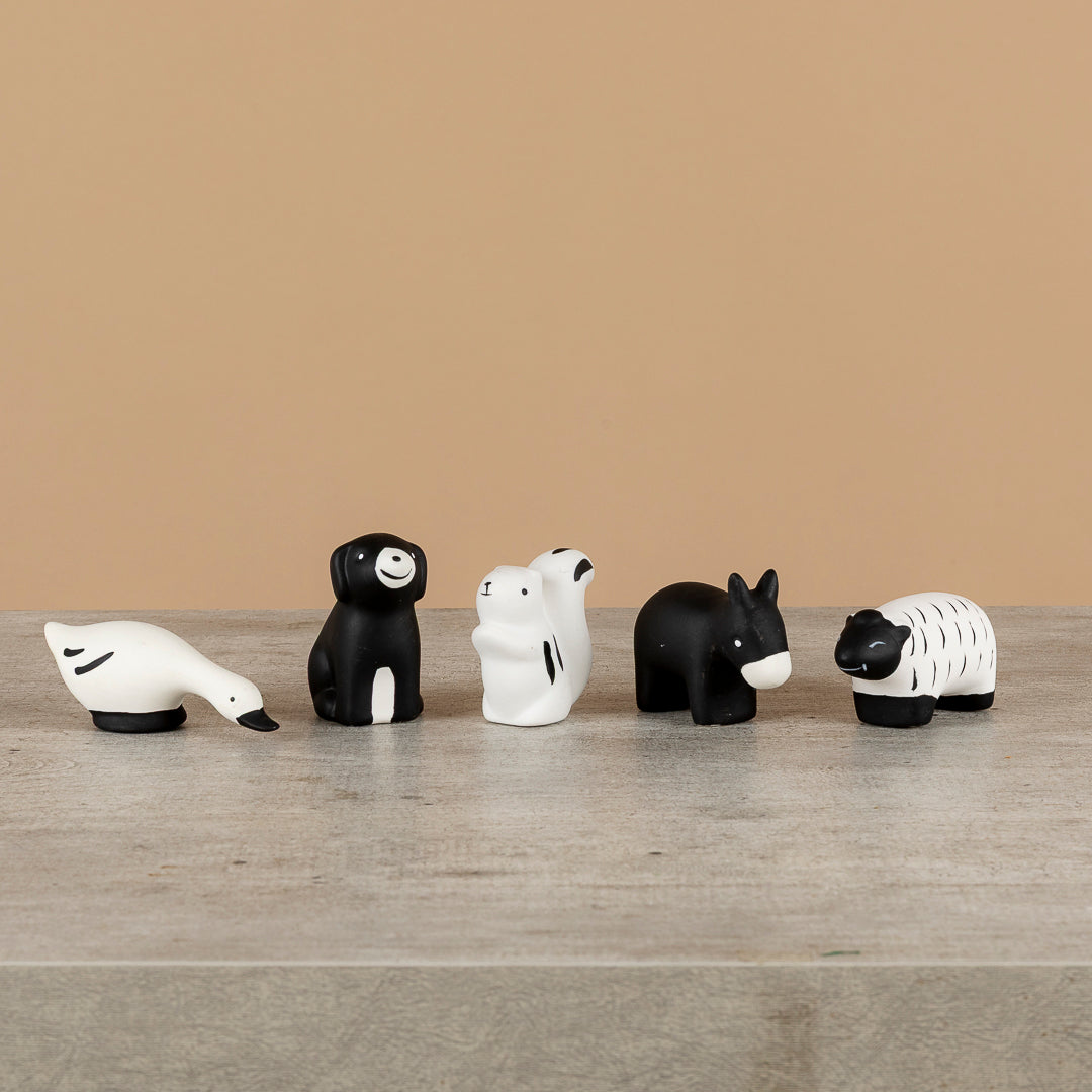 Mini Fauna Blanco y Negro - Figuritas decorativas