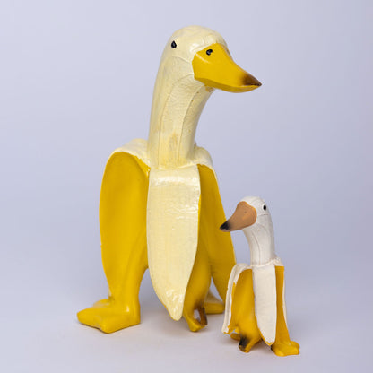 Pato banana decorativo mitad ave mitad fruta grande y chico