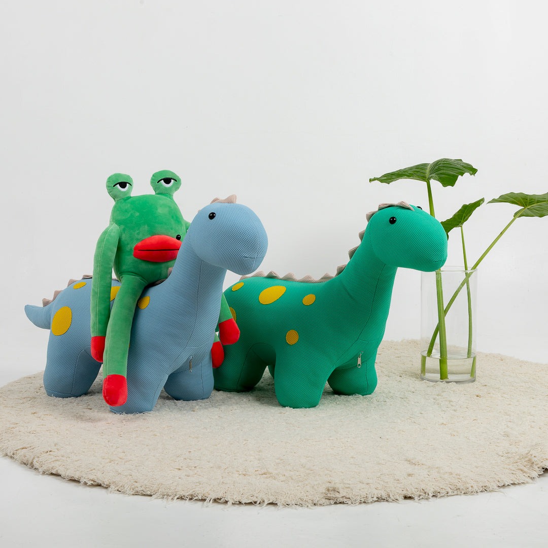 Puf dinosaurio infantil Tranquilosaurio en dos colores