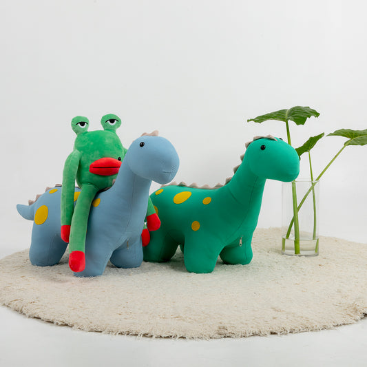 Puf dinosaurio infantil Tranquilosaurio en dos colores