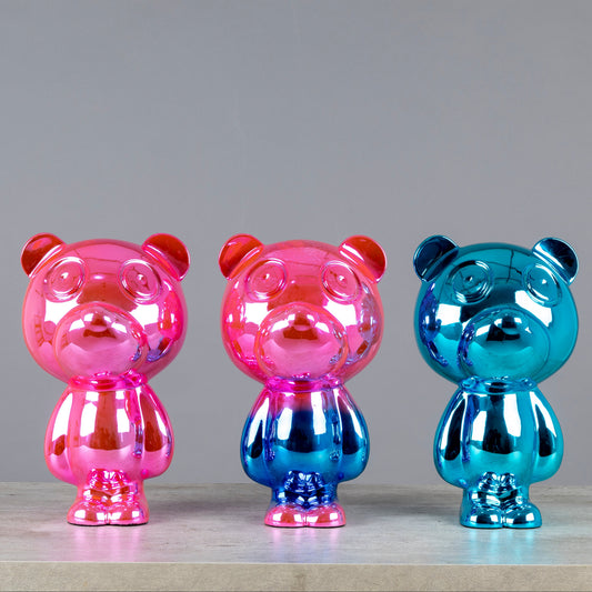 Trio de osos decorativos metalizados