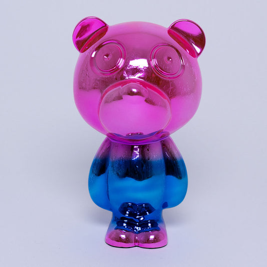 Oso decorativo metalizado rosa y azul